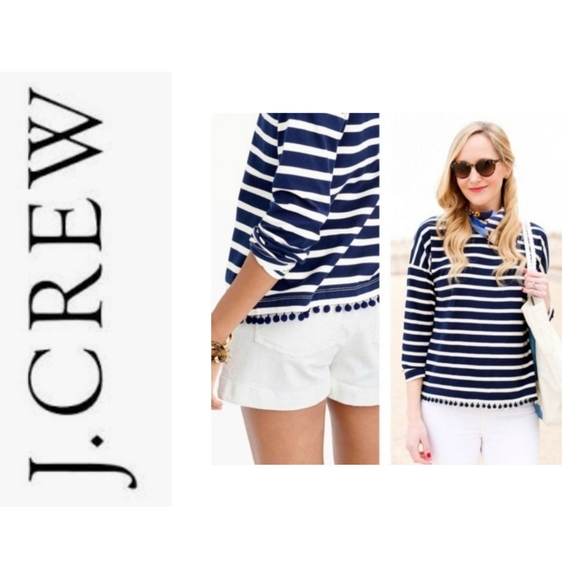 J CREW POM POMS STRIPED T- SHIRT SIZE M - Picture 2 of 9
